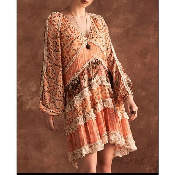 Verb by Pallavi Singhee Long-Sleeve Tiered Mini Dress - Picture 3 of 7